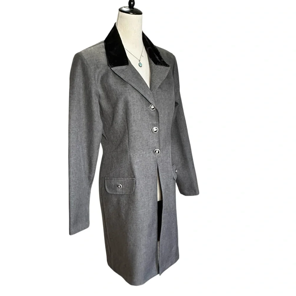Vintage Ultra Dress New York Gray Blazer Velvet Collar 10 | Academia Office Chic